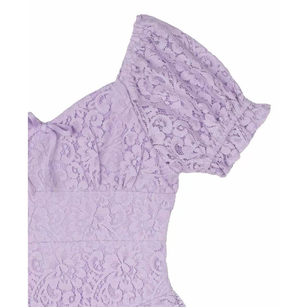 Rare Editions Girls Shorts Romper Size 7 NWT Lavender Lace Ruffle Off Shoulder - Picture 3 of 8